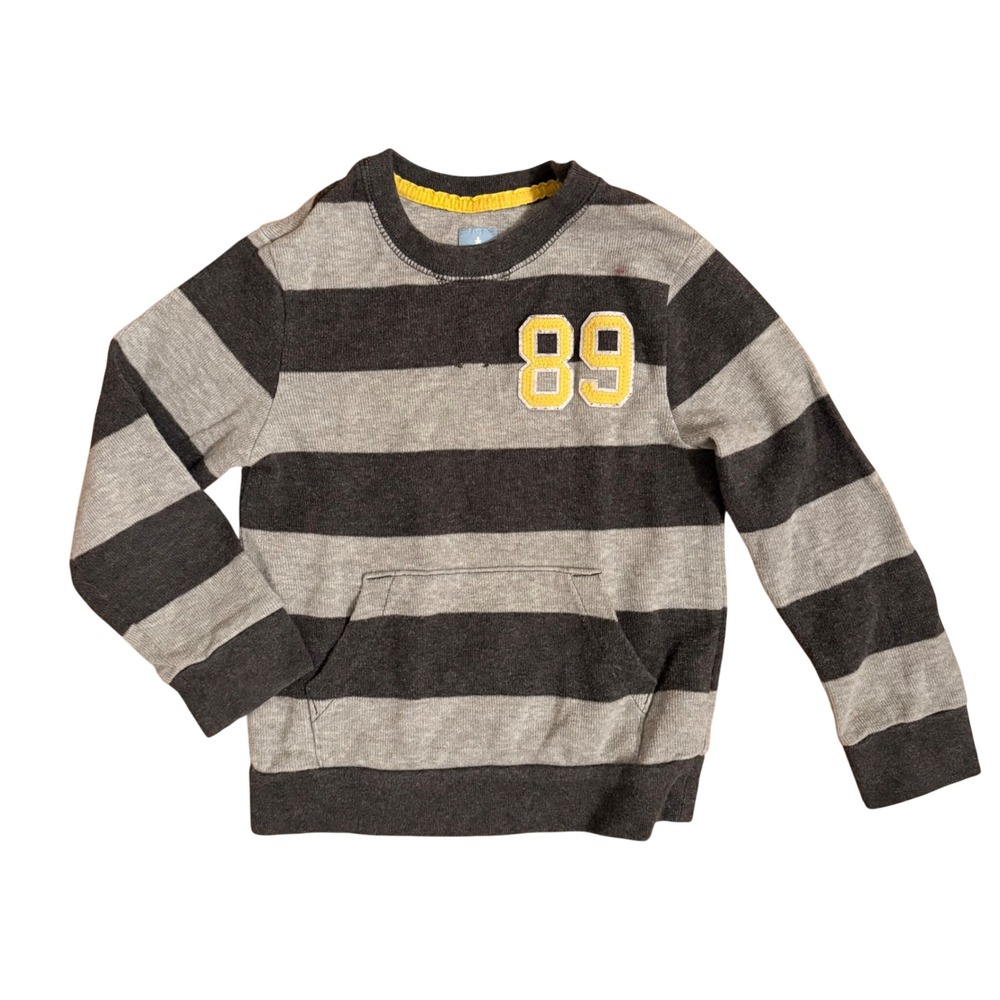 Baby Gap Kids Rugby Gray Striped 89 Varsity Patch Sweatshirt Size 5 Yrs